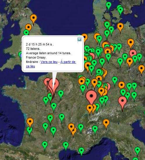 Carte d'analyse géographique des écoutes de Pul-luP