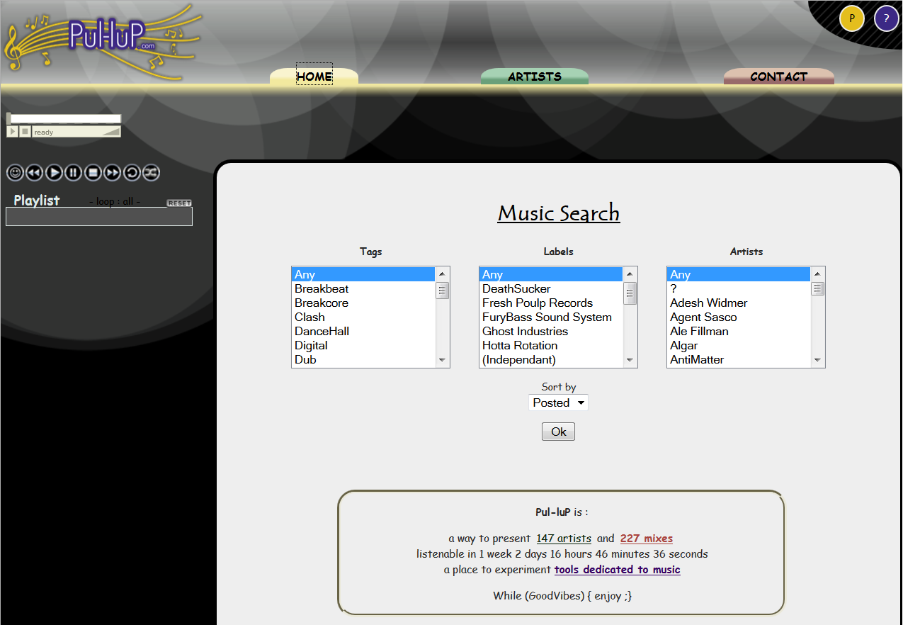 Interface Pul-luP consacrée aux playlists